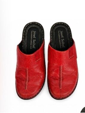 Josef Seibel Red Comfort Slip-On Mules/European Comfort Shoes  Size 7.5 EU 38